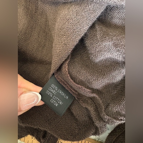 Lafayette 148 brown linen beaded neck line long sleeve plus size 20 - Picture 6 of 11